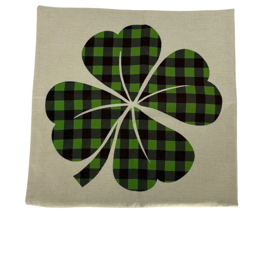 St Patricks Day‎ Pillow Covers Set of 4 Green Buffalo Plaid Luck Decor Shamrock